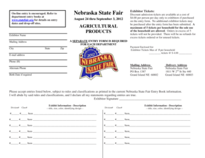 Nebraska State Fair Exhibitor Tickets Form