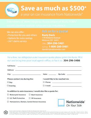 West Virginia Auto Insurance Quote Form