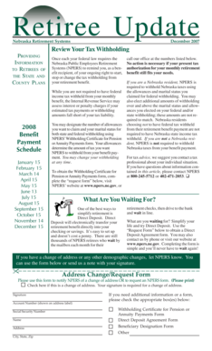 Nebraska Retiree Tax Withholding Update