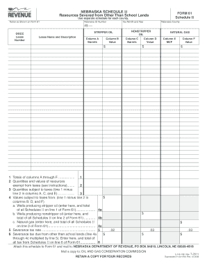 Form 61, Schedule II - Resources Severed from Other - Nebraska ... - revenue ne