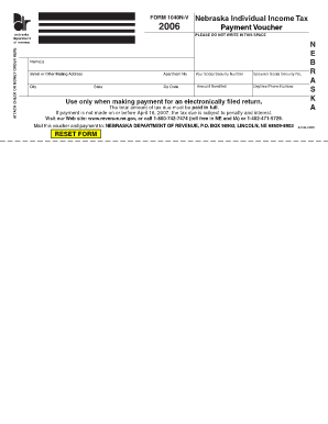 Nebraska Form 1040N-V 2006 Payment Voucher