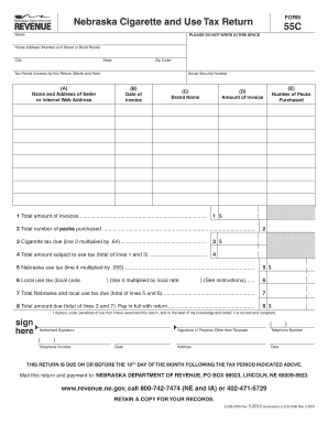 Nebraska Cigarette and Use Tax Return Form 55C