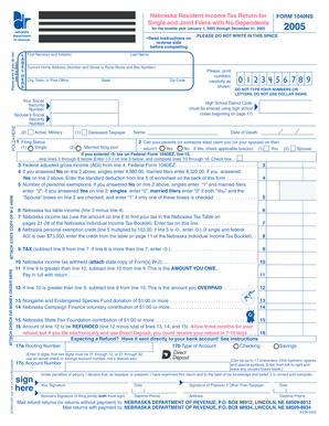 Nebraska Resident Income Tax Return Form 1040NS