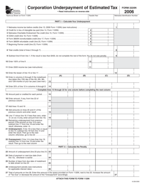 Nebraska Corporation Underpayment Form 2220N