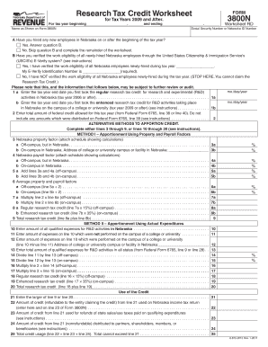 Nebraska Research Tax Credit Worksheet