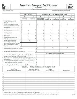 Nebraska Research and Development Credit Worksheet