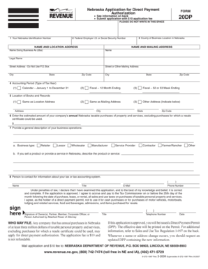 Nebraska Direct Payment Authorization Form