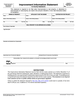 Nebraska Improvement Information Statement