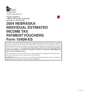 2004 Nebraska Individual Estimated Income Tax Payment Vouchers