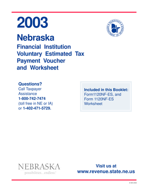 Nebraska Financial Institution Voluntary Estimated Tax Payment Voucher and Worksheet