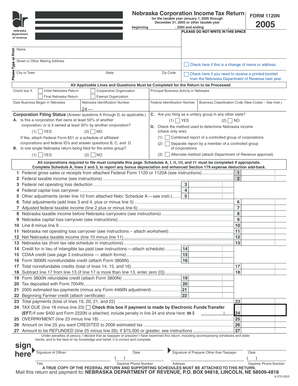 Nebraska Corporation Income Tax Return Form 1120N