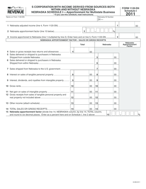 Nebraska S Corporation Tax Form 1120-SN