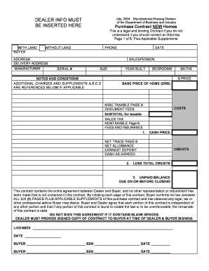 Manufactured Home Purchase Contract
