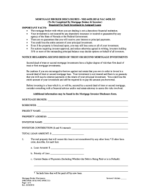 Mortgage Broker Disclosures Form