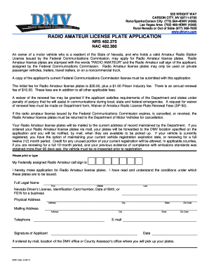 Radio Amateur License Plate Application