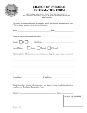 Change of Personal Information Form