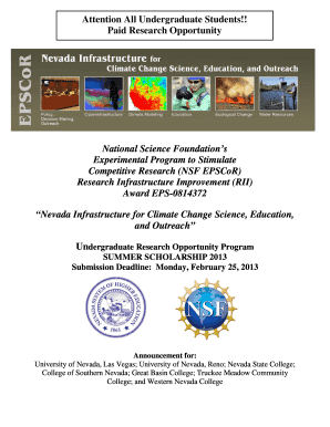 Undergraduate Research Opportunity Program SUMMER ... - environment unr