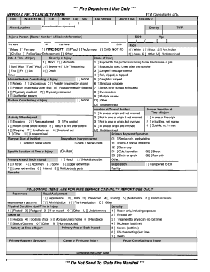 NFIRS 5.0 Field Casualty Form