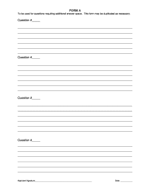 Form A - Additional Answer Space
