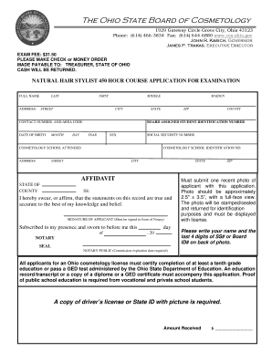 Ohio Cosmetology Exam Application