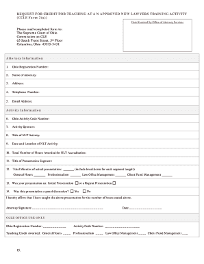 Ohio CCLE Form 2(a) Request for Credit
