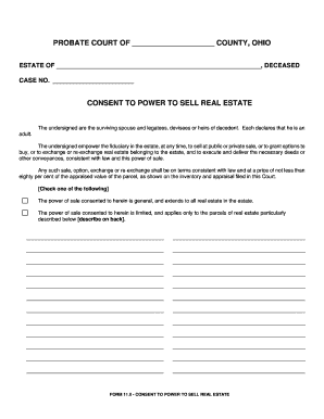 Ohio Consent to Power to Sell Real Estate
