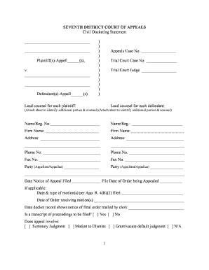 Civil Docketing Statement