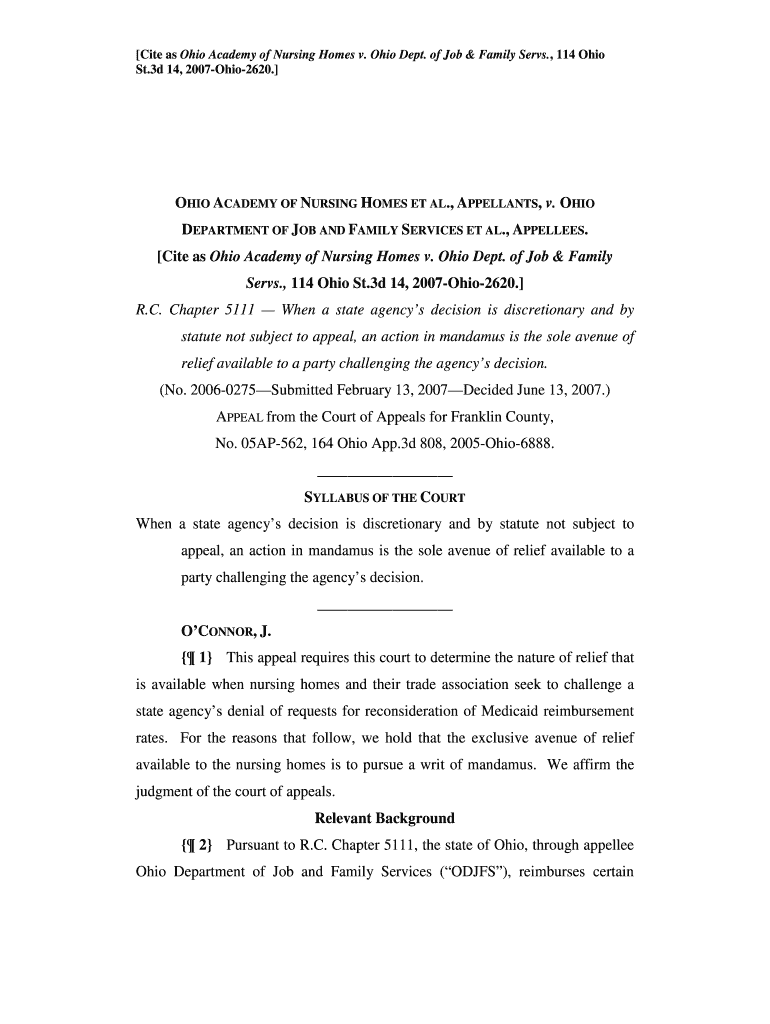 Ohio Academy of Nursing Homes v Ohio Dept of - Supreme Court Preview on Page 1