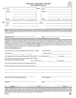 Retirement Savings Plan Verification Form