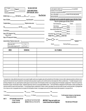 Ohio State Fair Junior Swine Entry Form