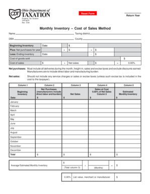 Property Tax Monthly Inventory Form