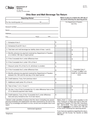 Ohio Beer and Malt Beverage Tax Return