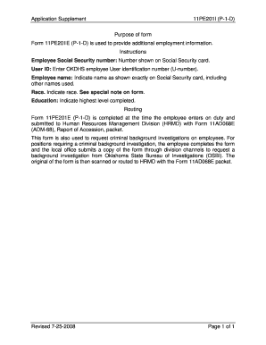 Oklahoma Employment Information Form 11PE201I