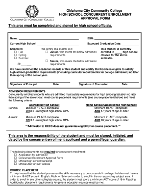 Oklahoma City Community College High School Concurrent Enrollment Approval Form