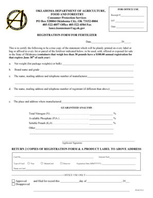 Oklahoma Fertilizer Registration Form