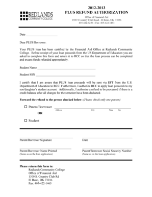 PLUS Refund Authorization Form