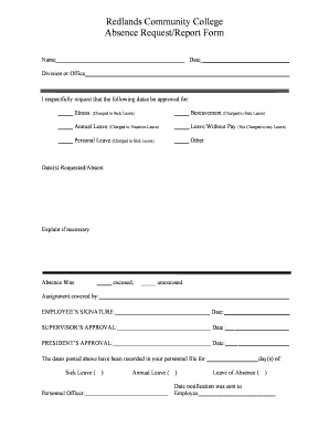 Faculty/Staff Leave Request Form - Redlands Community College - redlandscc