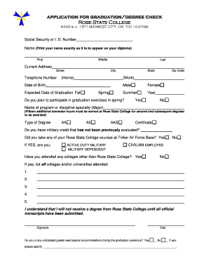 Rose State College Graduation Application
