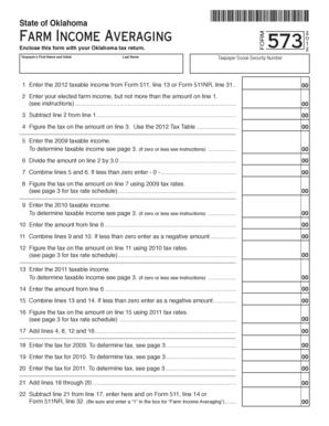 Oklahoma Farm Income Averaging Form 573