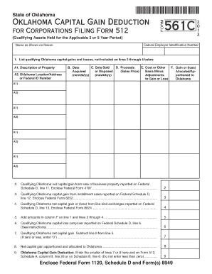 Oklahoma Capital Gain Deduction Form 561C
