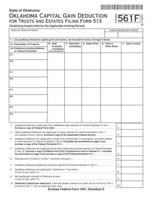 Oklahoma Capital Gain Deduction Form 561F