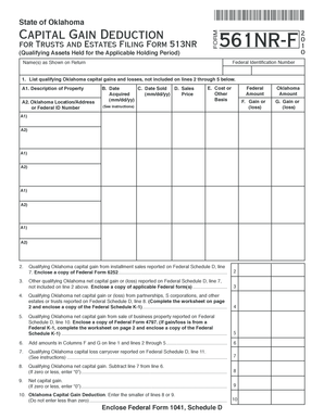 Oklahoma Capital Gain Deduction Form 561NR-F