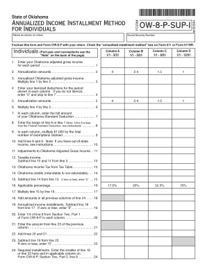 Oklahoma Annualized Income Installment Form OW-8-SUP-I