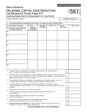 Oklahoma Capital Gain Deduction Form 561