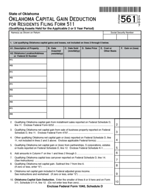 Oklahoma Capital Gain Deduction Form 561