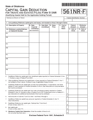Oklahoma Capital Gain Deduction Form 561NR-F