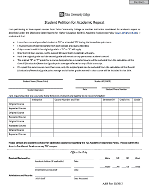 Student Petition for Academic Repeat