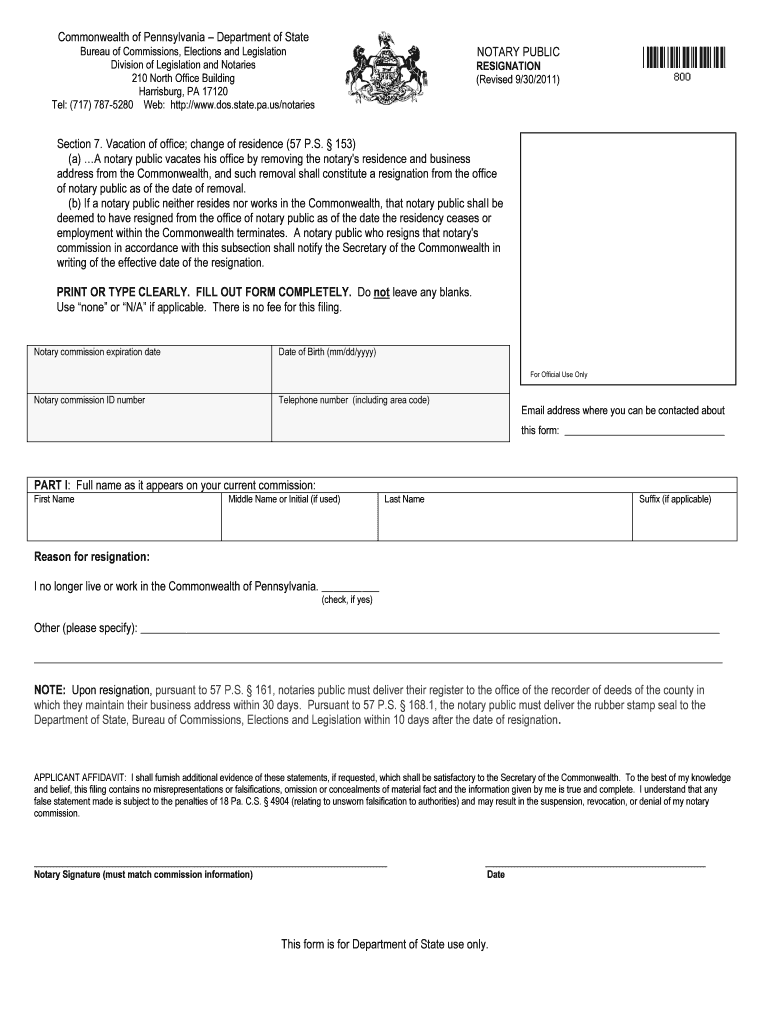 Fillable Online portal state pa Notary application revisions 1005