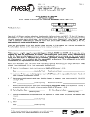 2013-14 Reduced Income Form
