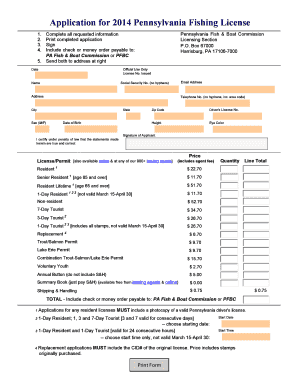 Pennsylvania Fishing License Application